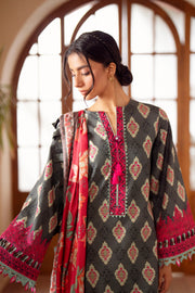 3 Piece - Printed & Embroidered Khaddar Suit - AU-07