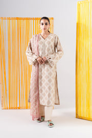 3 Piece - Printed Lawn Suit - MLD1-03